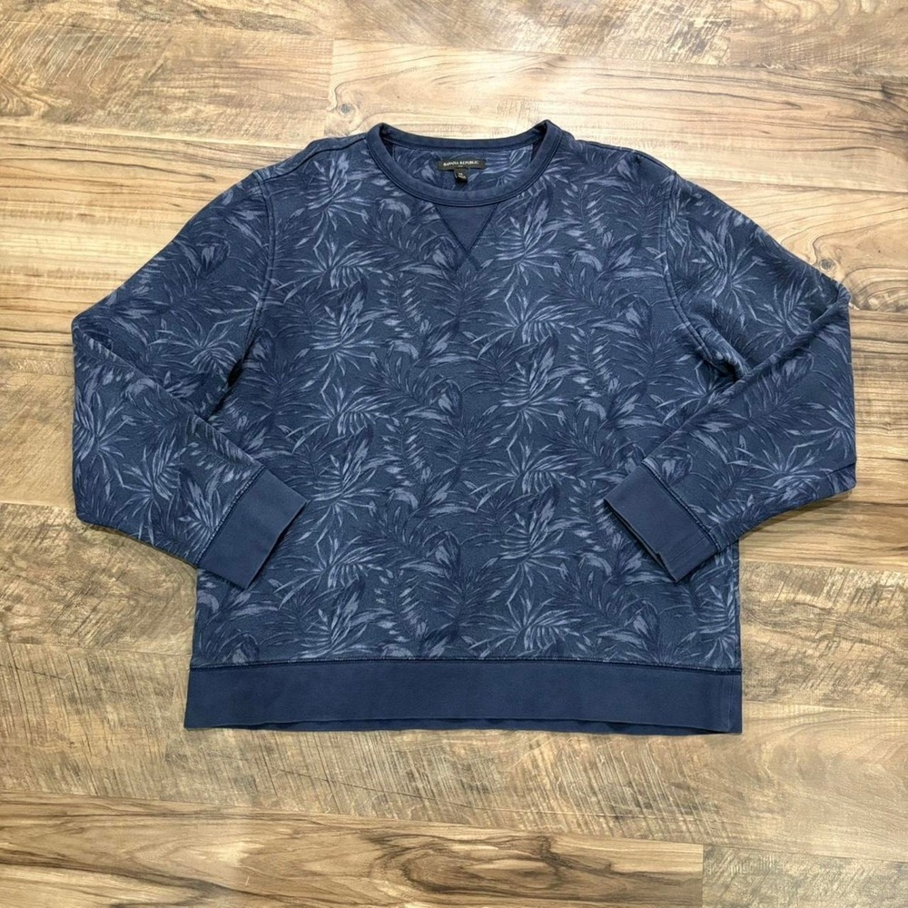Vintage Y2K Banana Republic Palm Leaf All Over Print Long Sleeve Crew Neck Shirt